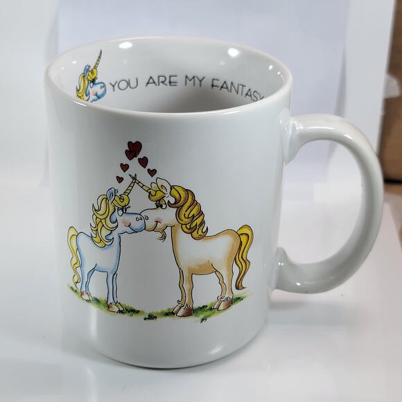 Vintage Unicorn Mug Papel Japan You Are My Fantasy Love Cup - Picture 2 of 10
